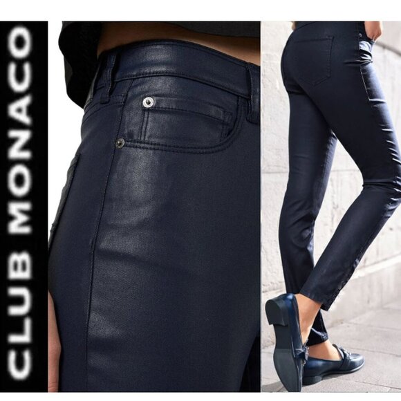 Club Monaco Coated Jeans Dark Blue size 6 - Picture 1 of 14